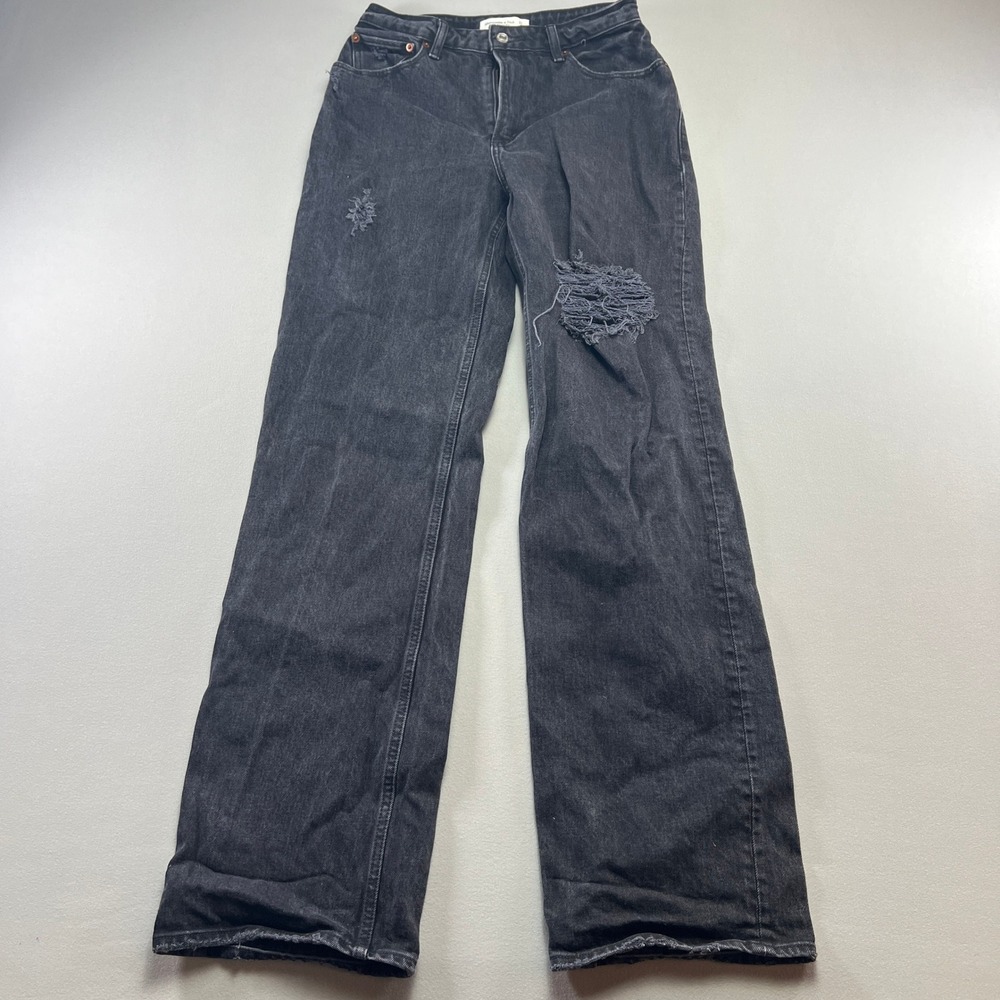 Abercrombie & Fitch The 90s Relaxed Curve Love Jeans Womens 4/27 Black High Rise